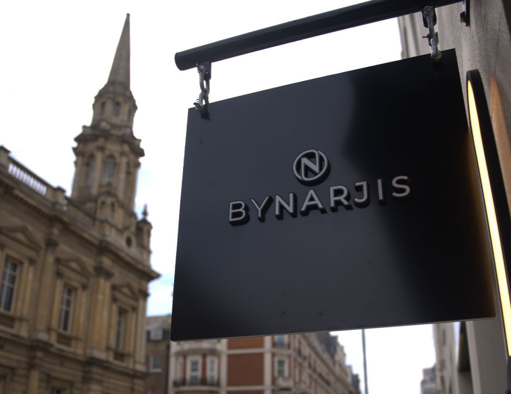 The By Narjis sign on Thayer Street, Marylebone